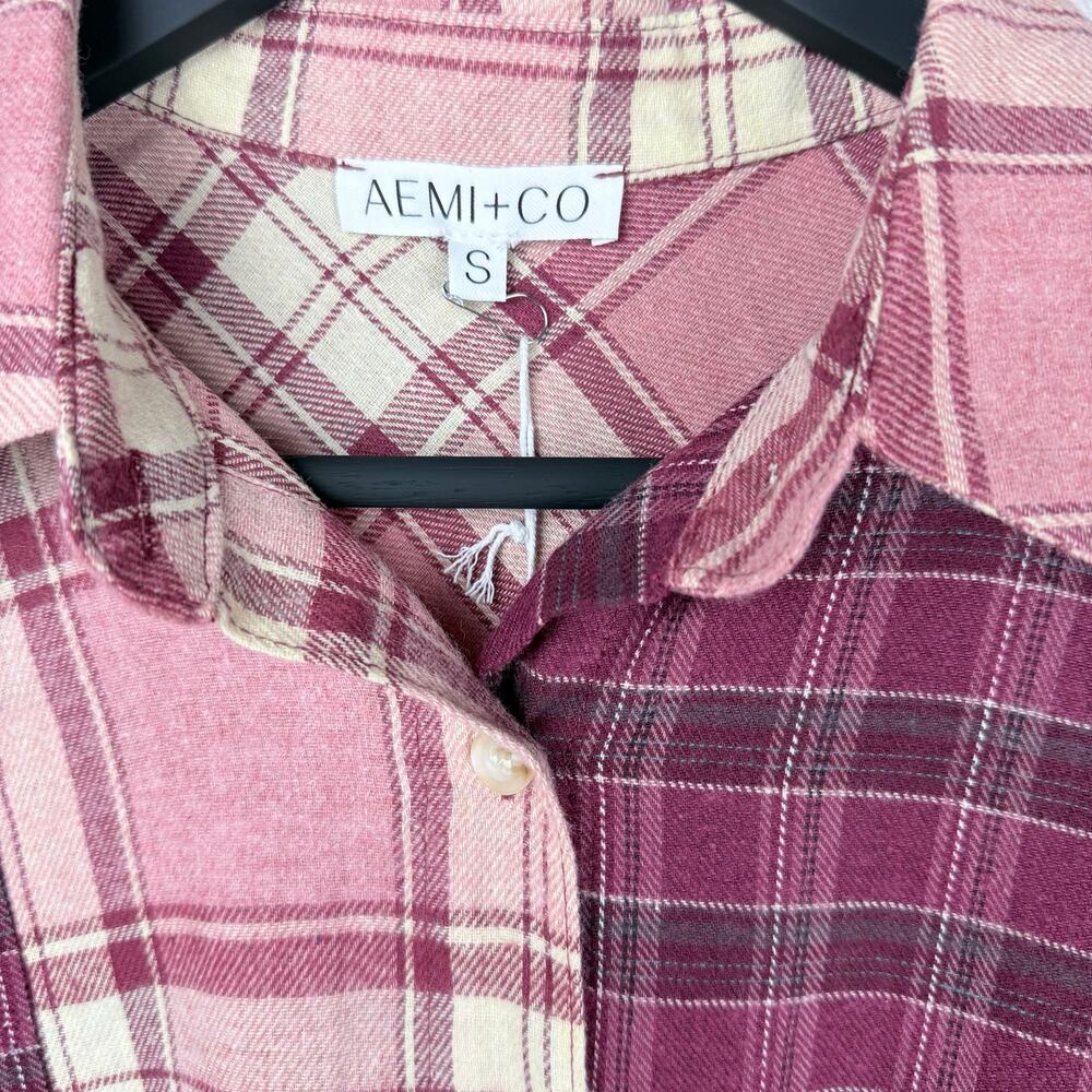 NEW Pink Kambrie Plaid Flannel Shirt SMALL - Picture 9 of 10